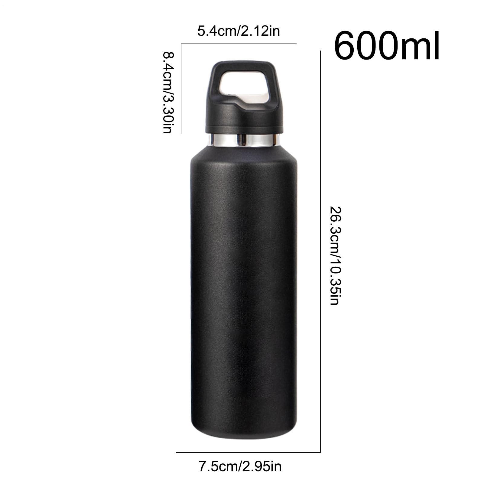 Borraccia in Metallo 600ml Acciaio Inossidabile con Apertura Facile | Borraccia Termica Isolata per Bevande per Sport Viaggio Ciclismo Escursionismo Ufficio Casa Palestra Tè Caffè Latte