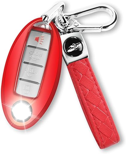 QBUC for Nissan Key Fob Cover with Keychain, Soft TPU Key Shell Case Suitable for Altima Rogue Maxima Sentra Infiniti Armada Sedan Murano Pathfinder