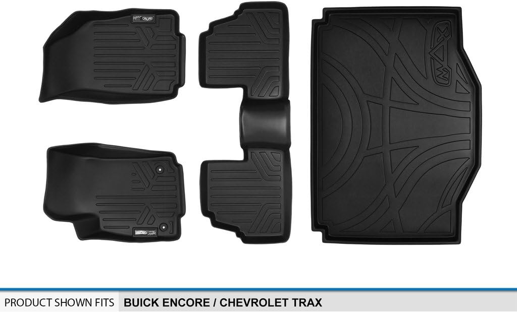 MAX LINER A0129/B0129/D0129 Custom Fit Floor Mats 2 Rows and Cargo Liner Set Black for 2013-2019 Buick Encore / 2014-2019 Chevrolet Trax
