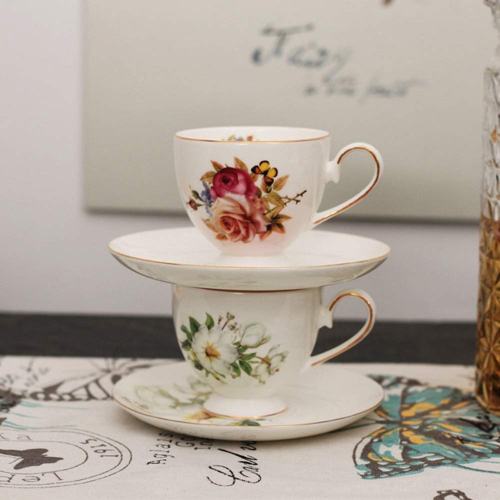 Porcelanowe kubki do kawy i spodek wielokrotnego użytku, śmieszne 6,76 uncji/200 ml popołudniowe kubki na mleko filiżanki do espresso cieplejsze kubki