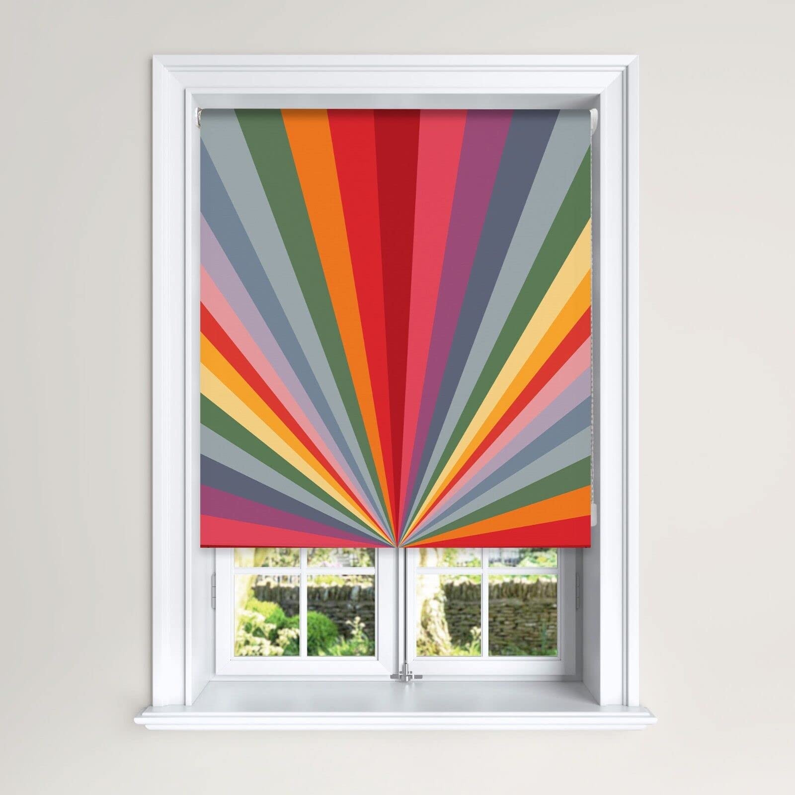 Lister Cartwright Rainbow Sun Burst Roller Blind Blackout Easy Fit Child Safety Included (Rainbow, 120 cm Width x 140 cm Drop)
