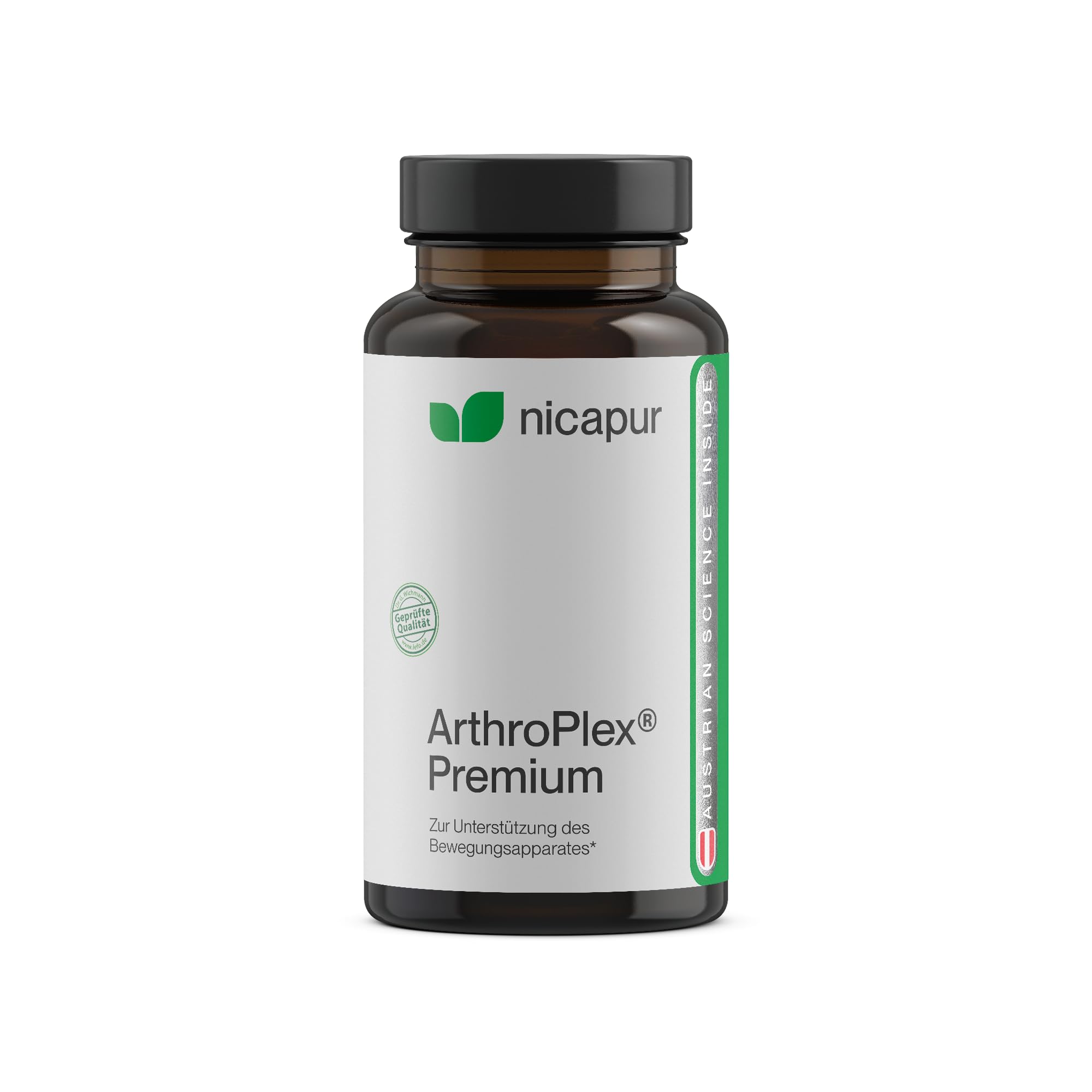 nicapur® ArthroPlex® Premium, für Knorpel und Gelenke, mit dem Spezial-Komplex ActiJoy®, den Vitaminen C und D, Mangan und Weihrauch-Extrakt, Reinsubstanz ohne Zusatzstoffe, 60 Kapseln