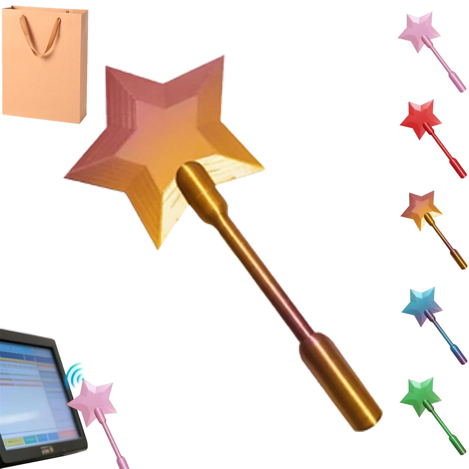 Fairy Pay Wand, Stellar Swipe - Fairy Godmother Payment Wand - 3D Printed Magic Contactless Credit Card Holder, Fairy Wand Card Holder, Tap to Pay Star Wand (Gold)