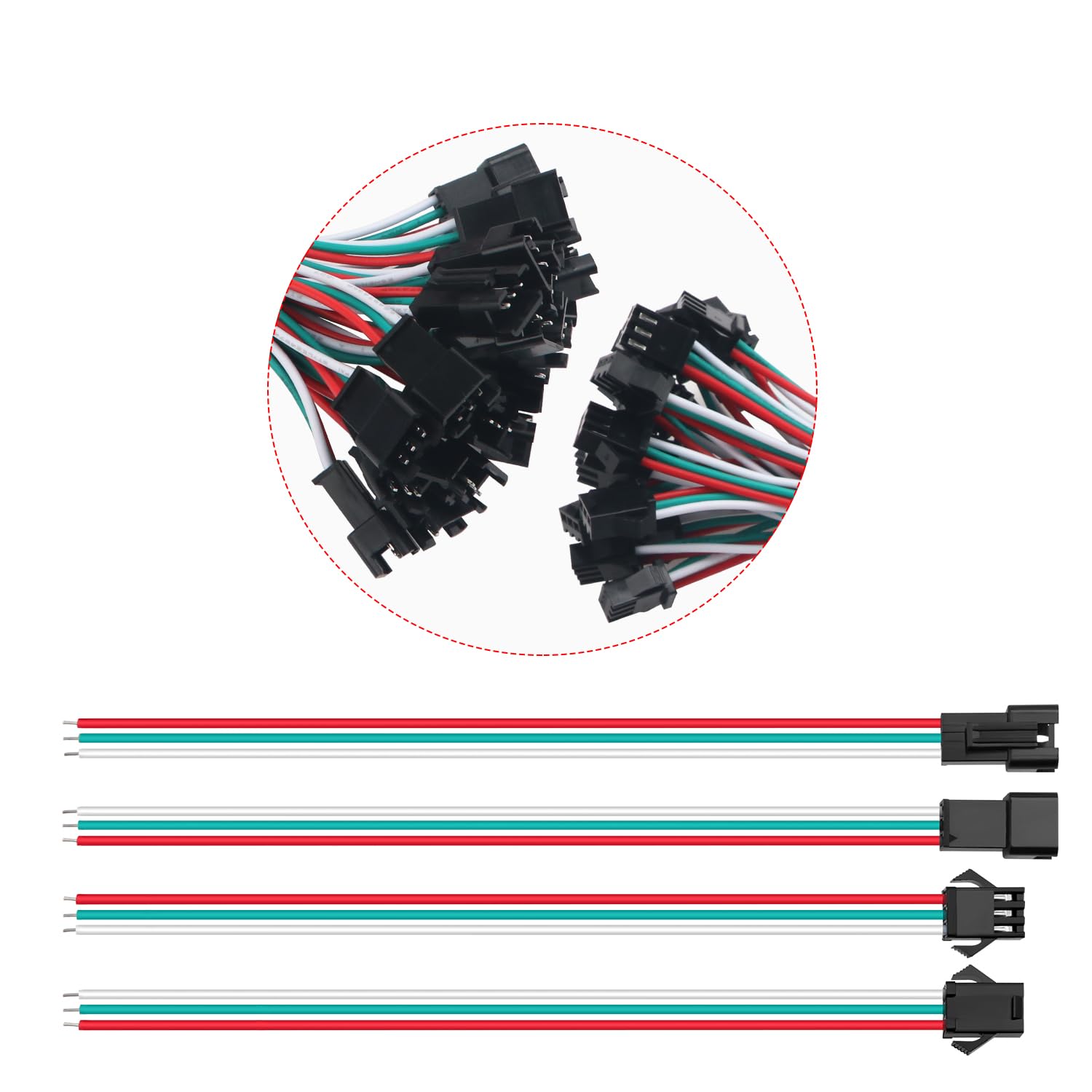 JST SM 3 Pin Connettore Spina Maschio e Femmina con Cavo 150mm 22AWG