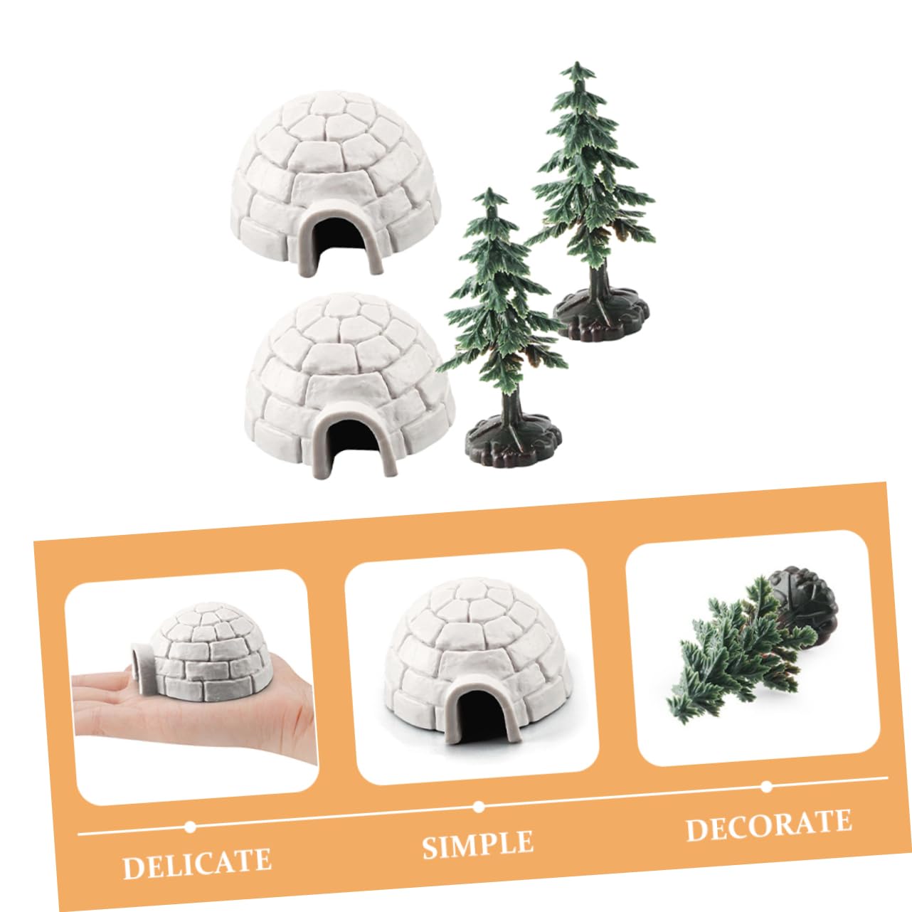 FOYTOKI 1set Artificial Mini Ice House Figurine Realistic Ice House Decor Christmas Trees for Home Decoration Tabletop Display and Holiday Celebrations
