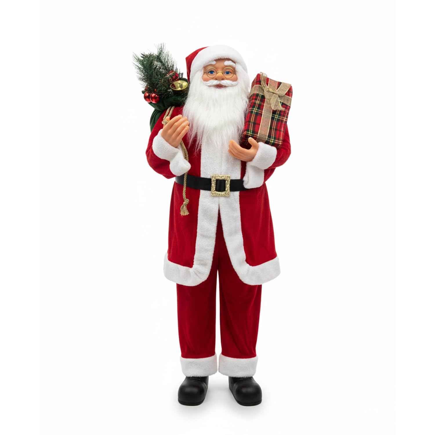 Wintem - Babbo Natale in Piedi 110 cm con Abito Rosso Tradizionale e Dettagli Realistici, Pronto all’Uso per Addobbare Casa e Creare Magia Festiva