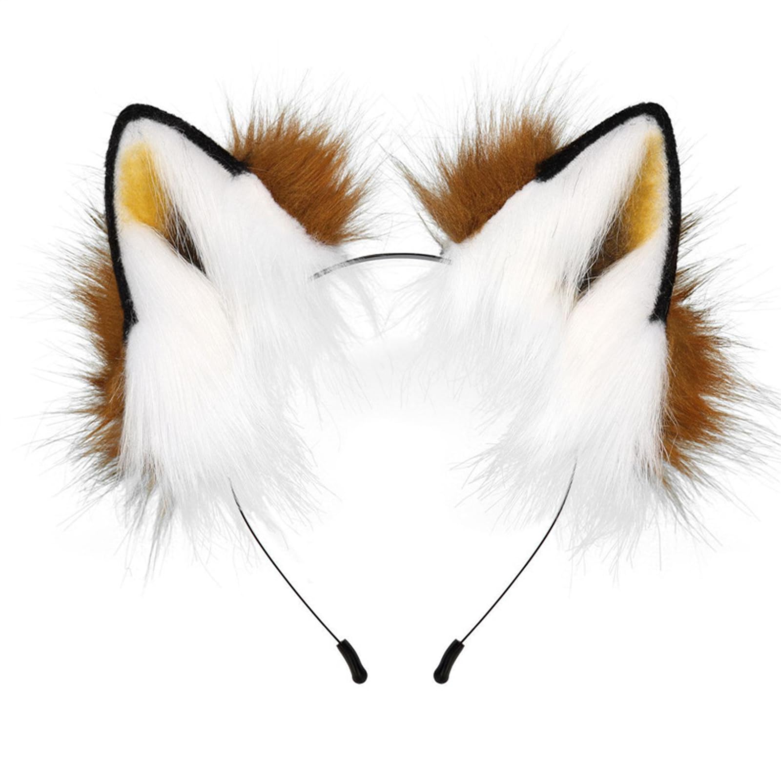 AWAVM 1PC Handmade Faux Fur Cat Ear Headband,Fancy Dress Cosplay Animal Furry Ears Head Accessories,Wolf Fox Ears Headband Costume Accessories for Halloween (Brown)