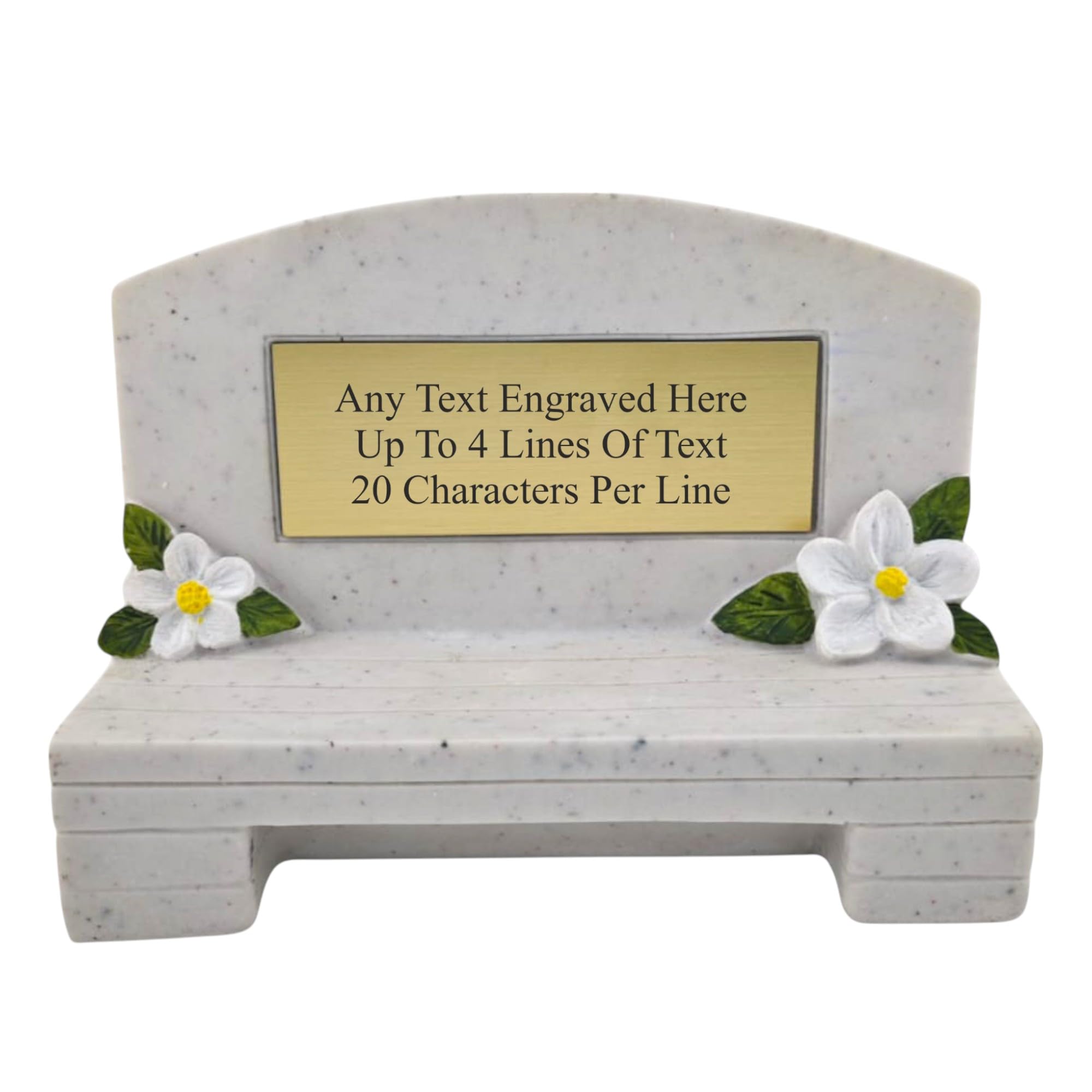 1stclassgifts [Custom] Personalised Engraved White Memorial Bench With Engraved Plaque Grave Marker With Gold or Silver plate (Gold Plate)