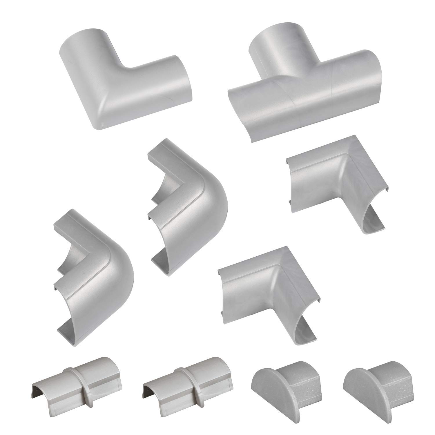 D-Line Cable Raceway Clip-Over Accessories | Join Multiple Channels of D-Line Cord Covers | Coupler and Connector Multipack (Medium (Mini), Grey)-image-4