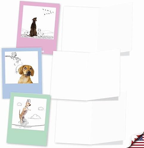 Miniatura 3 de The Best Card Company - 20 tarjetas de perro en caja con sobres (4 x 5.12 pulgadas) - Surtido en blanco (10 diseños, 2 de cada uno) - Perros y