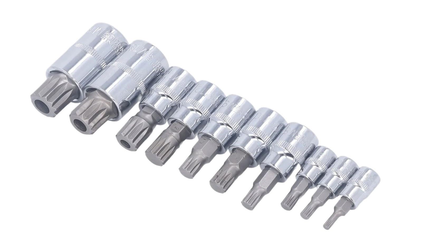 Jeu de douilles à embout cannelé triple carré, 10 pièces