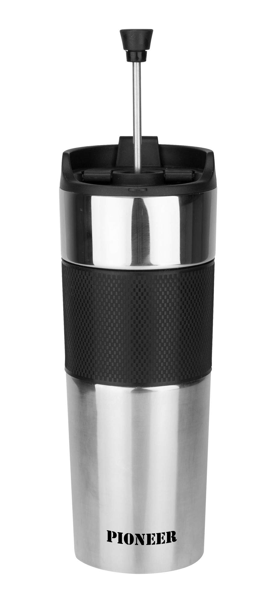 Pioneer Black 0.5L Vacuum Insulated Stainless Steel Double Walled Hot/Cold Up To 8 Hours Bpa Free Reusable Coffee Tumbler With Strainer
