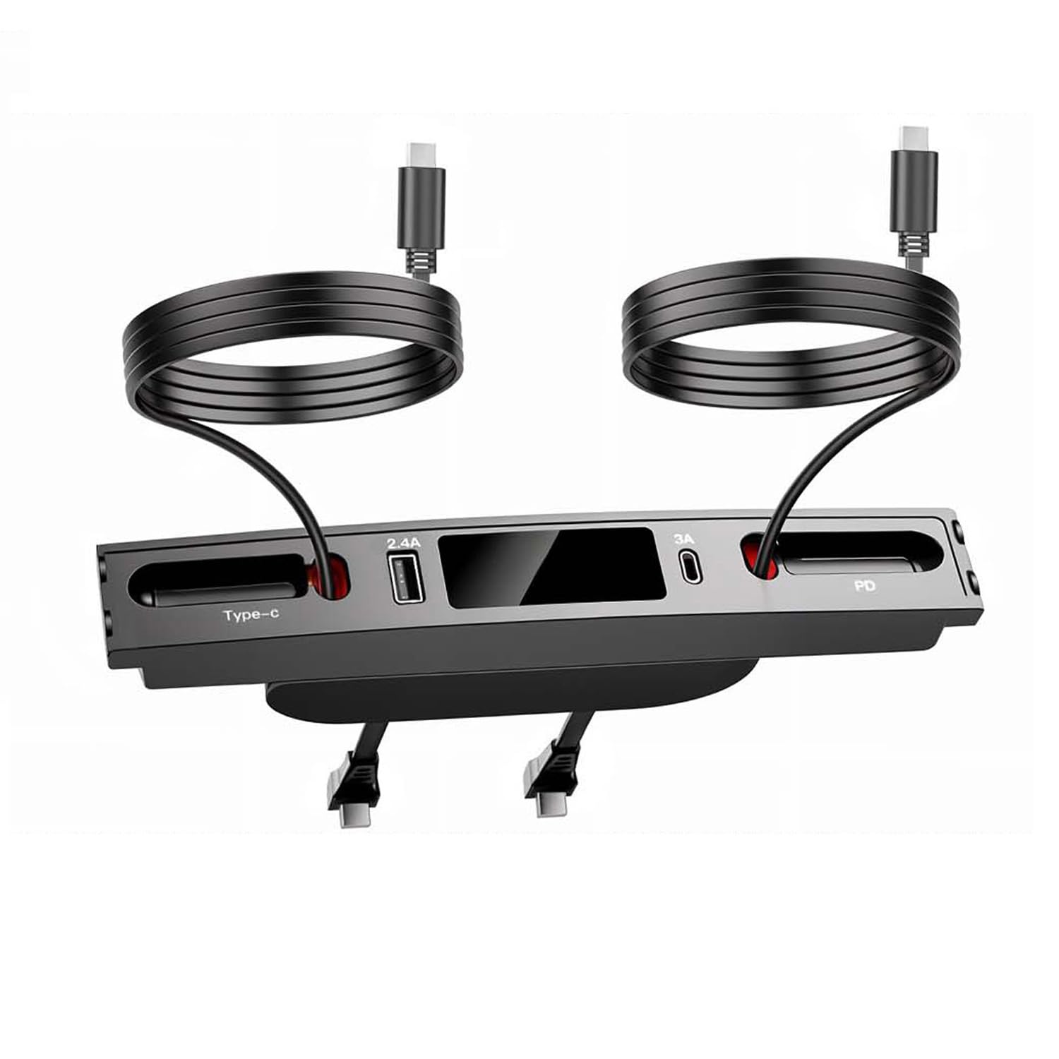 for Tesla USB Hub,Fast Charger for Tesla Model Y/3,Multi Ports Retractable Cables Docking Station for Tesla Model 3&Y Accessories 2024 2023 2022 2021,2 Type-C Fast Charging Cable(Not Fit Model 3 2024)