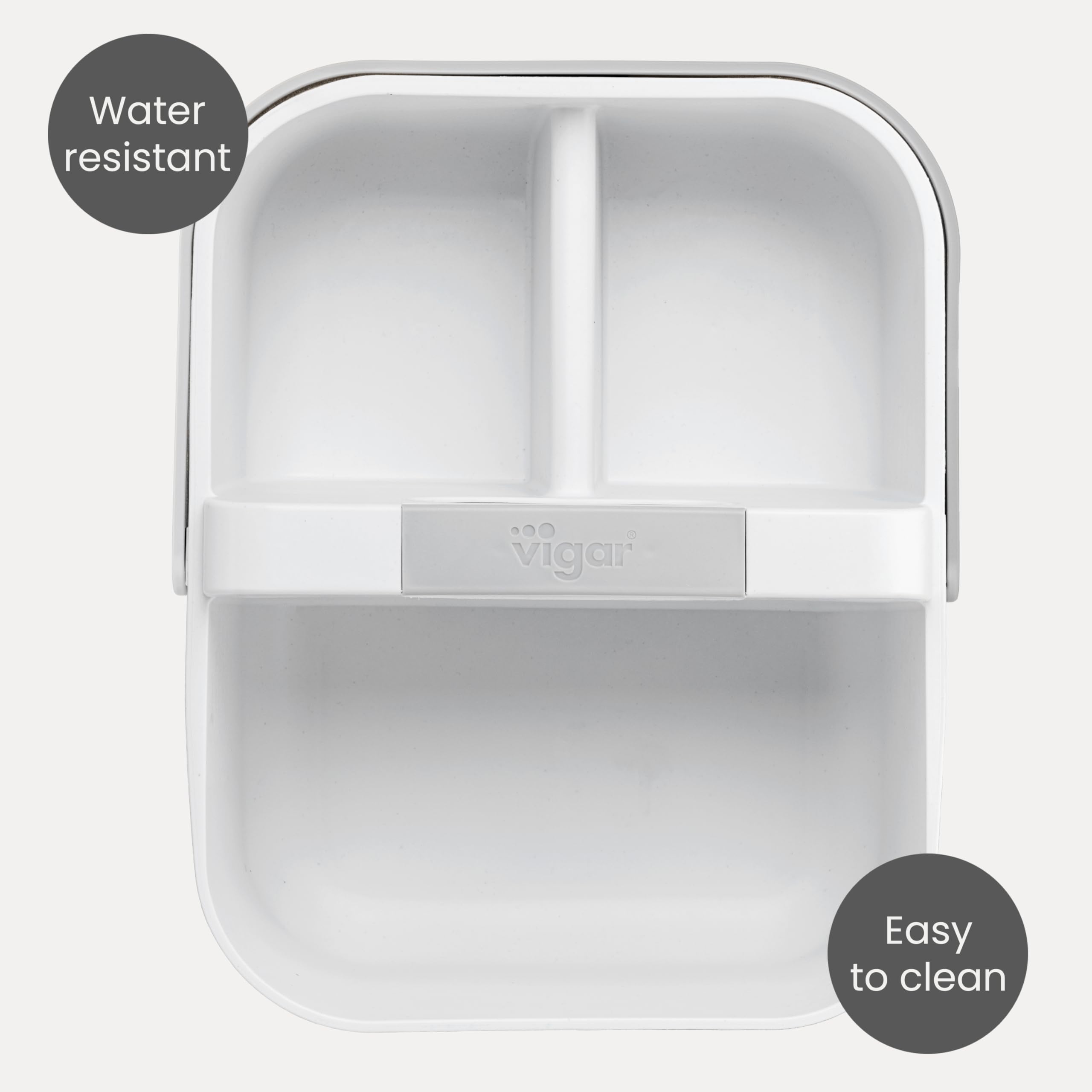 VIGAR Rengo Cubo Organizador, Multiusos Caddy Organizador con Asa, 3 Compartimentos Baño Organizadores y Almacenamiento para el Hogar, Gris, Blanco
