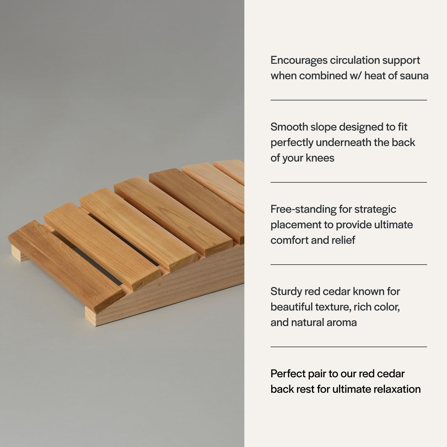 Almost Heaven Saunas Sauna Leg Rest, Luxury Home Sauna Accessory in Red Cedar Handmade in The USA, Traditional & Infrared Sauna Accessories, Wooden Leg Lift for Relaxation & Circulation Support