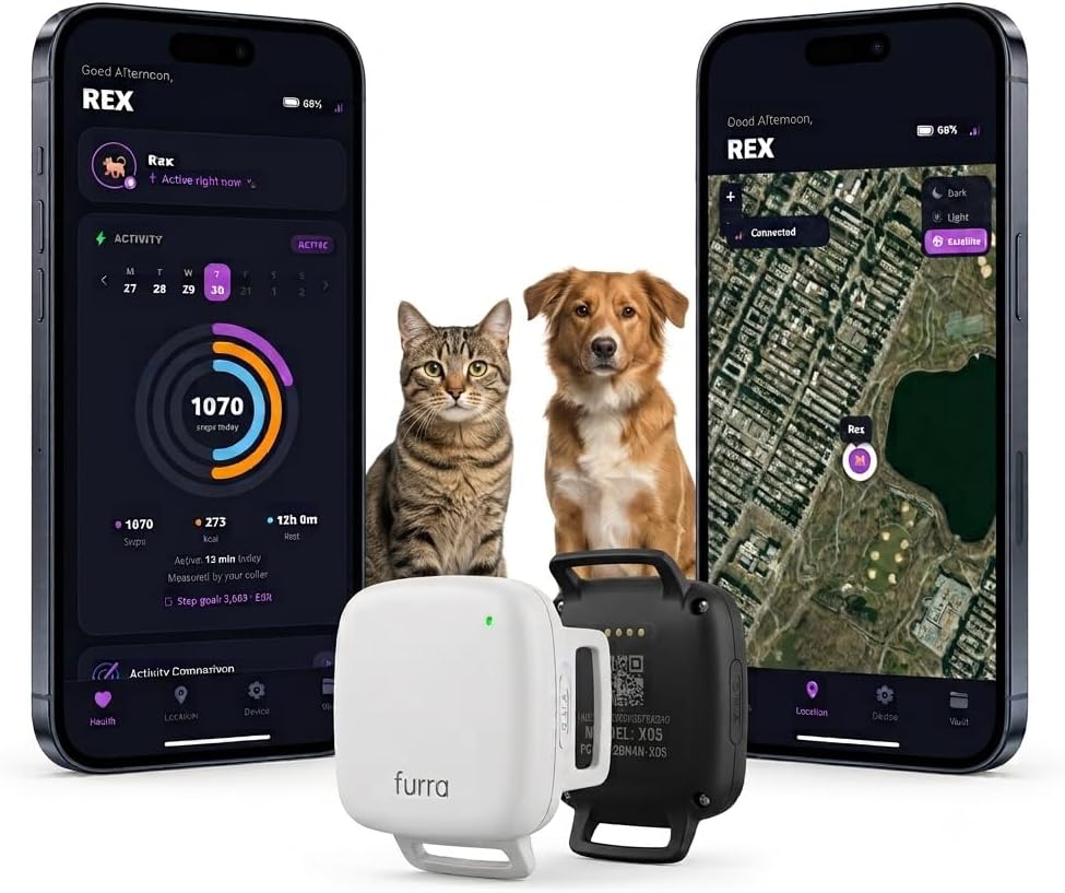 Smart Pet Tracker – Location Tracking, Escape Alerts, Activity & Sleep Health Monitor, 3-Week Battery, Dog Tracker & cat Tracker, Water-Resistant (Black)