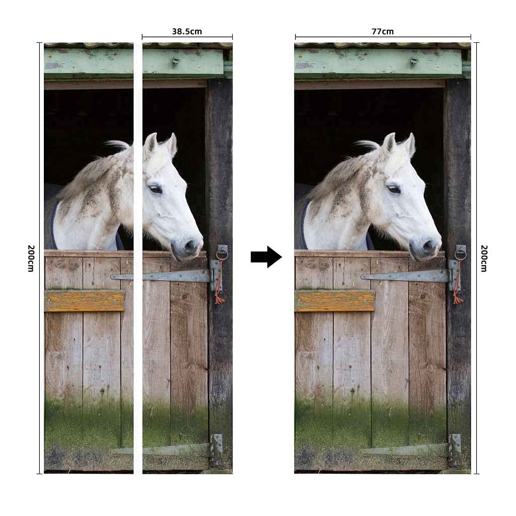 Murales Per Porte Con Foto 3D Animale Cavallo Bianco 100 X 215 Cm Adesivo Per Porte Carta Da Parati Decalcomania Autoadesiva Rimovibile Adesivo Murale Per La Decorazione Domestica Poster Per Porta De