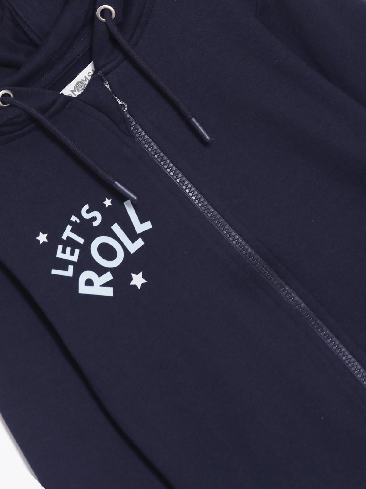 The Mom Store Winter Jackets for Kids | Cute Sweatshirt and Cool Hoodies for Baby Boy and Baby Girls | Cotton | with Zippers | Hoodie Cap | Let's Roll | 4-5Y - Image 3 thumbnail