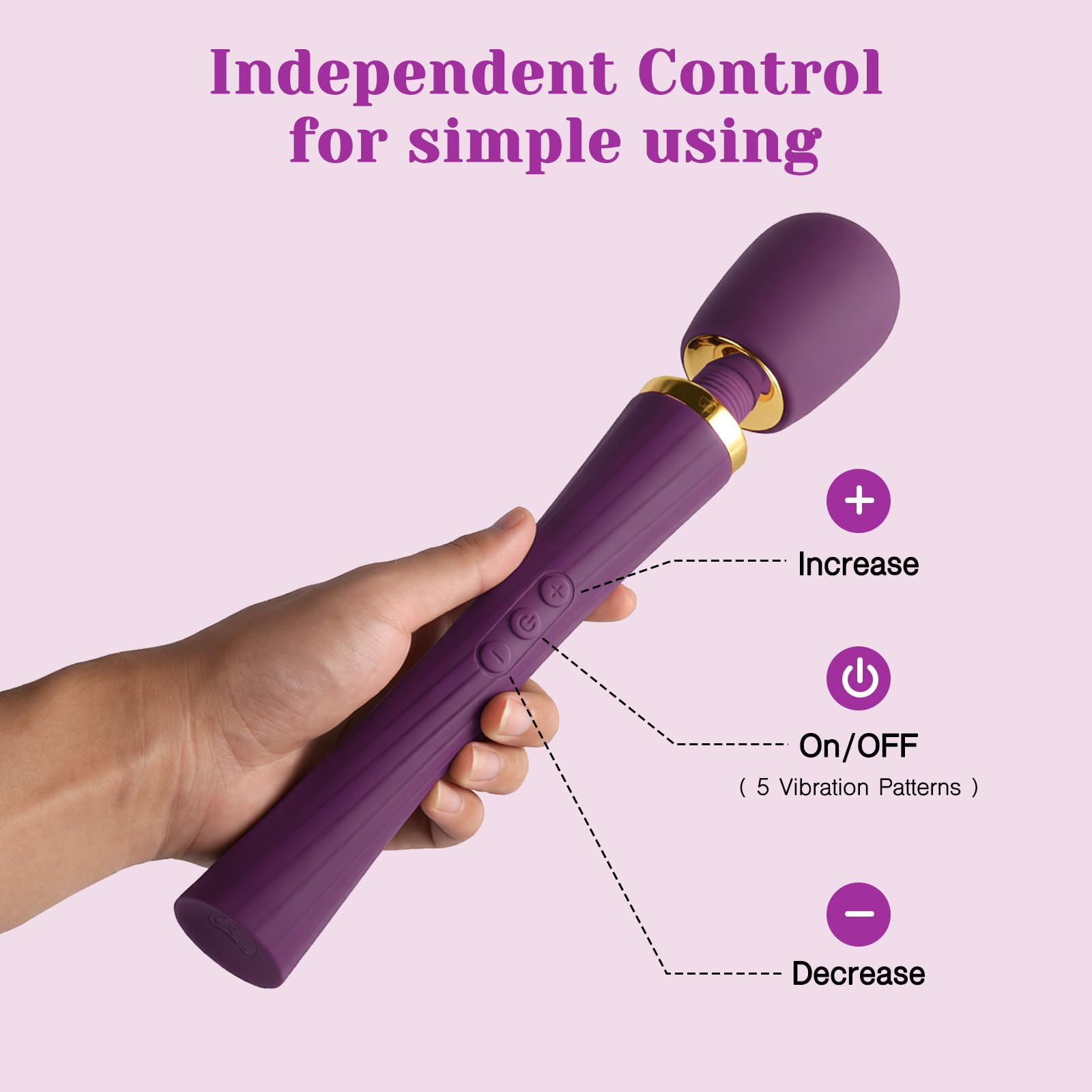 Tracy's Dog Wand Vibrator for Women- Powerful Cordless Full-Body Massager, Waterproof & Rechargeable, Clit Stimulator with 5 Modes & 3 Speeds, Adult Sex Toys for Solo & Couples, Erotic Massage, Hammer: Standard Imperial Purple