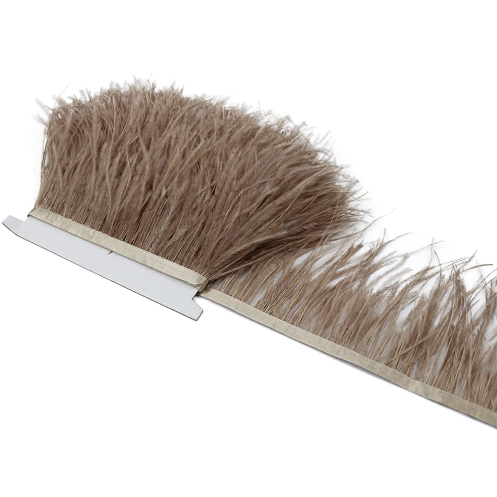 Galon de plumes d'autruche naturelles 8-10cm sur biais satin