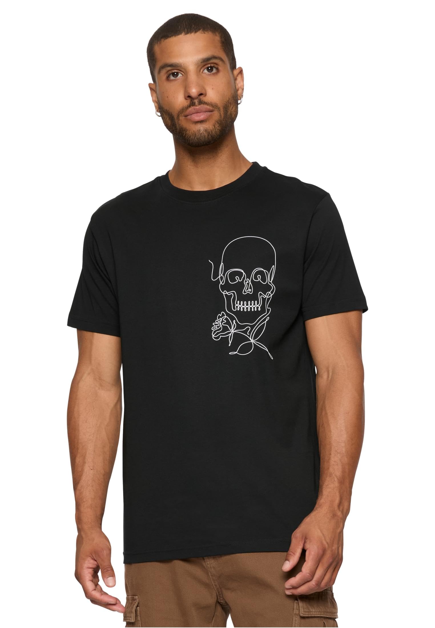 Mister Tee Men's Noir T-Shirt Skull One Line