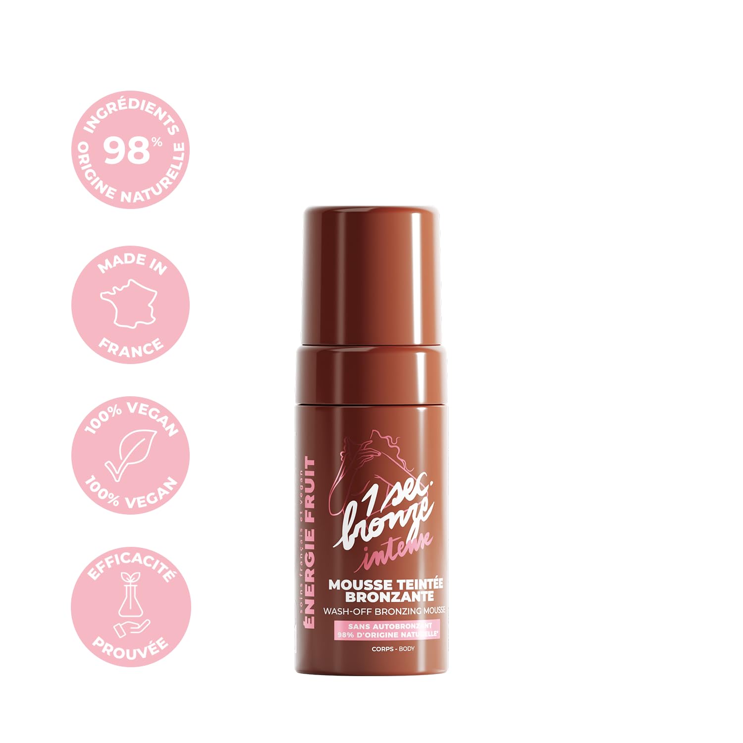 ENERGIE FRUIT Mousse Teintée Bronzante Corps 98% Naturel Sans Autobronzant DHA 100ml