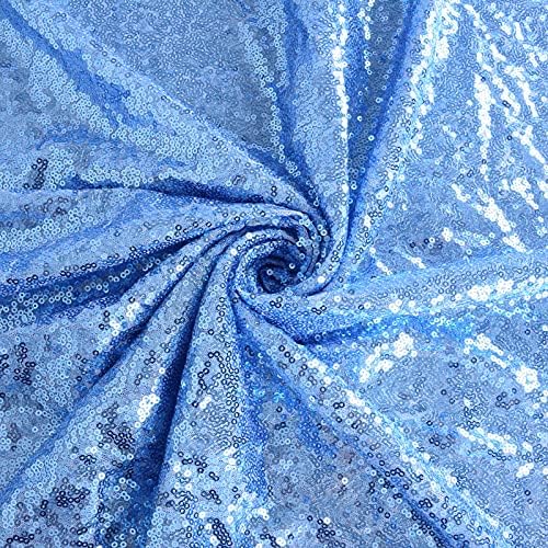 ShinyBeauty Baby Blue Sequin Fabric Used Party Wedding Wholesale Sequin Fabric Dress 1 Yard Sequin Fabric Tablecloth D1122 (Baby Blue, 1 Yard)