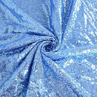 ShinyBeauty Baby Blue Sequin Fabric Used Party Wedding Wholesale Sequin Fabric Dress 1 Yard Sequin Fabric Tablecloth D1122 (Baby Blue, 1 Yard)