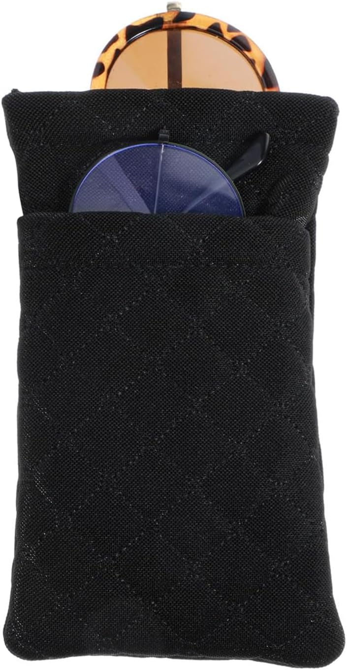 Double Eyeglass Case Soft Sunglasses Case Squeeze Top Glasses Pouch Travel Glasses Case for Men and Women