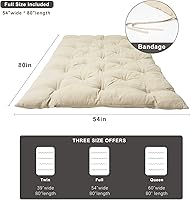 Vista 3 de ZonLi Colchón de futón de 54 x 80 pulgadas, tamaño matrimonial, colchón enrollable japonés para suelo de futón tatami para niños y niñas, colchón