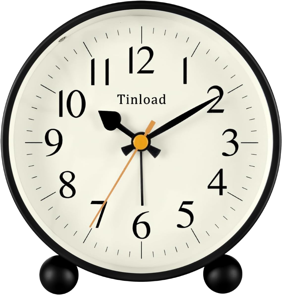 Reloj despertador analógico retro vintage de 4.5 pulgadas, reloj pequeño súper silencioso sin tictac con luz manual, repetición, funciona con pilas,