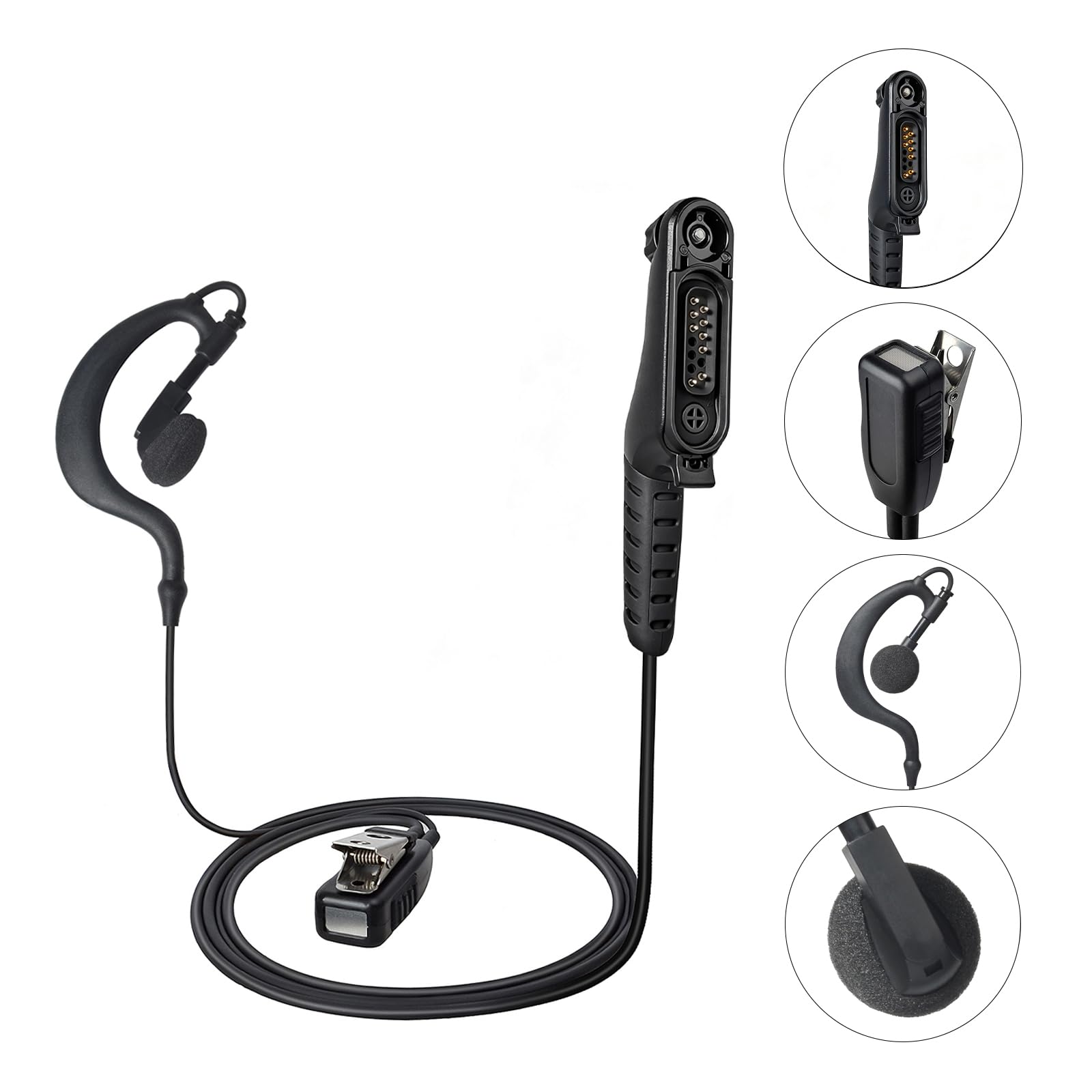 HYSHIKRA Multi Pin Walkie-Talkie Earpiece Headset with Mic Compatible with Motorola R7 N30 N50 N70, ION and MXP600 Two Way Radio for Security Bodyguard (G Shape) — view 3