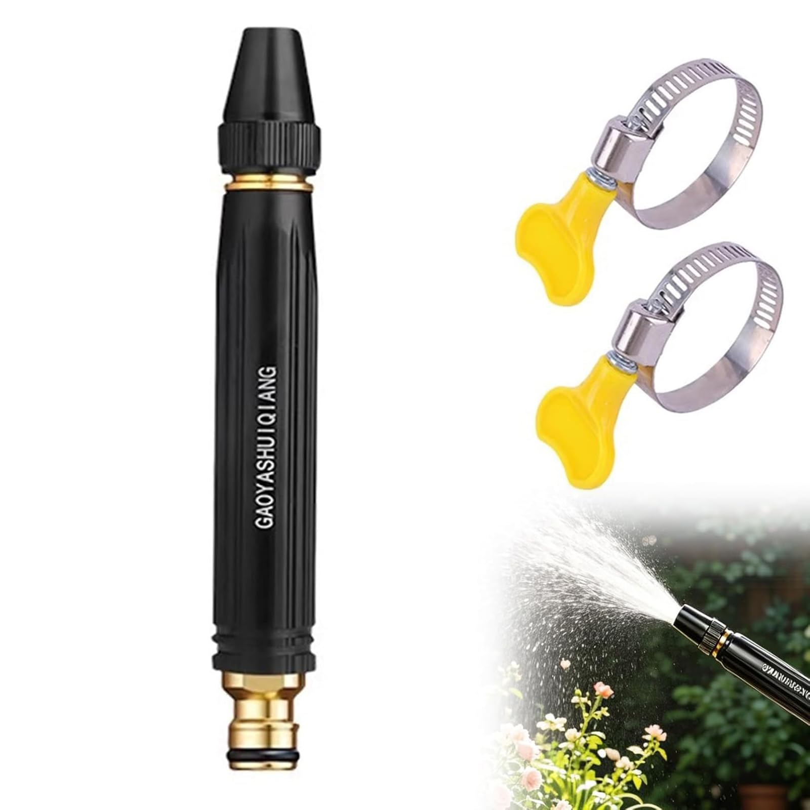 High Pressure Hose Nozzle, Home High-Pressure Car Wash Water Gun with Booster Nozzle, Adjustable Jet Mist Spray Modes, All Metal Rust Proof Garden Hose Sprayer for Car Cleaning Patio Watering