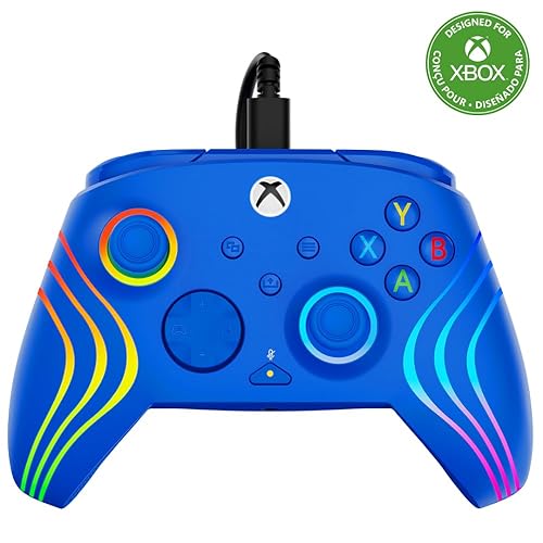 Turtle Beach Afterglow Wave Wired RGB Gaming Controller - Licensed for Xbox Series X|S, Xbox One & Windows PCs - Mappable Buttons, Hall-Effect Hair Triggers, Companion App - Blue - Blue
