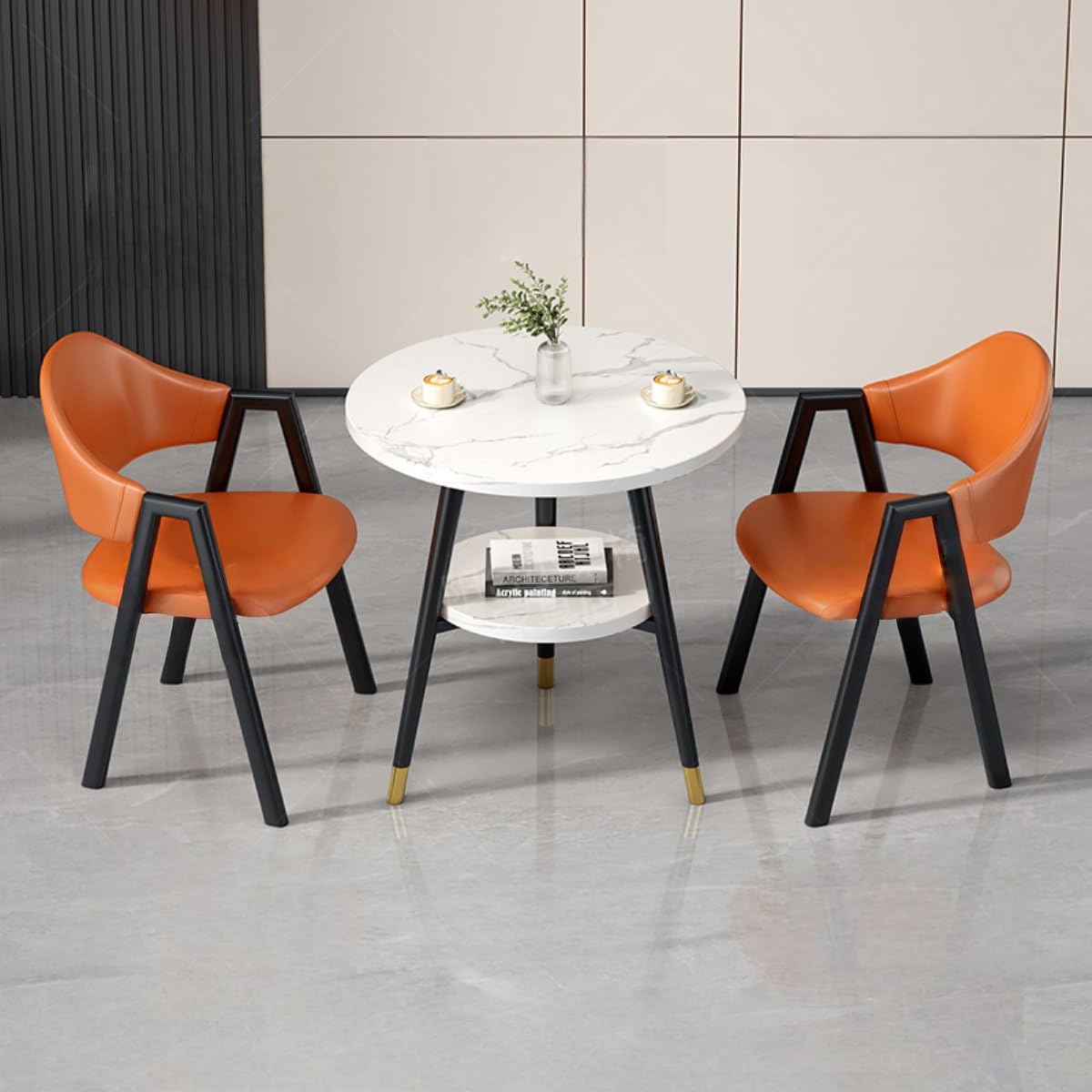 Round Reception Desk and Chair Set, Office Conference Table &amp; Chairs, Business Coffee Dining Table Set for Small Space Reception Room, Lounge, Conference Room