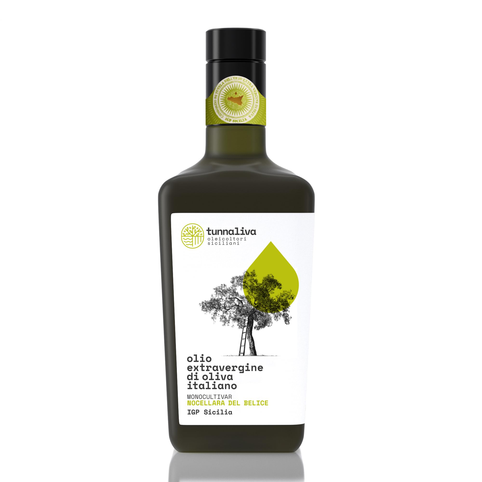 Olio EVO Tunnaliva - Olio Extra Vergine di Oliva Italiano - 100% Nocellara del Belice - IGP Sicilia - Set N.2 Bottiglie 250 mL