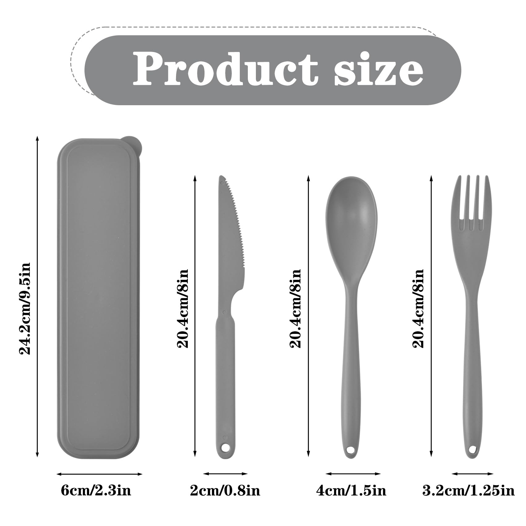 Set Posate Da Viaggio In Plastica - 2 Confezioni Con Custodia - Per Adulti - Rosa E Nero - Foto 8