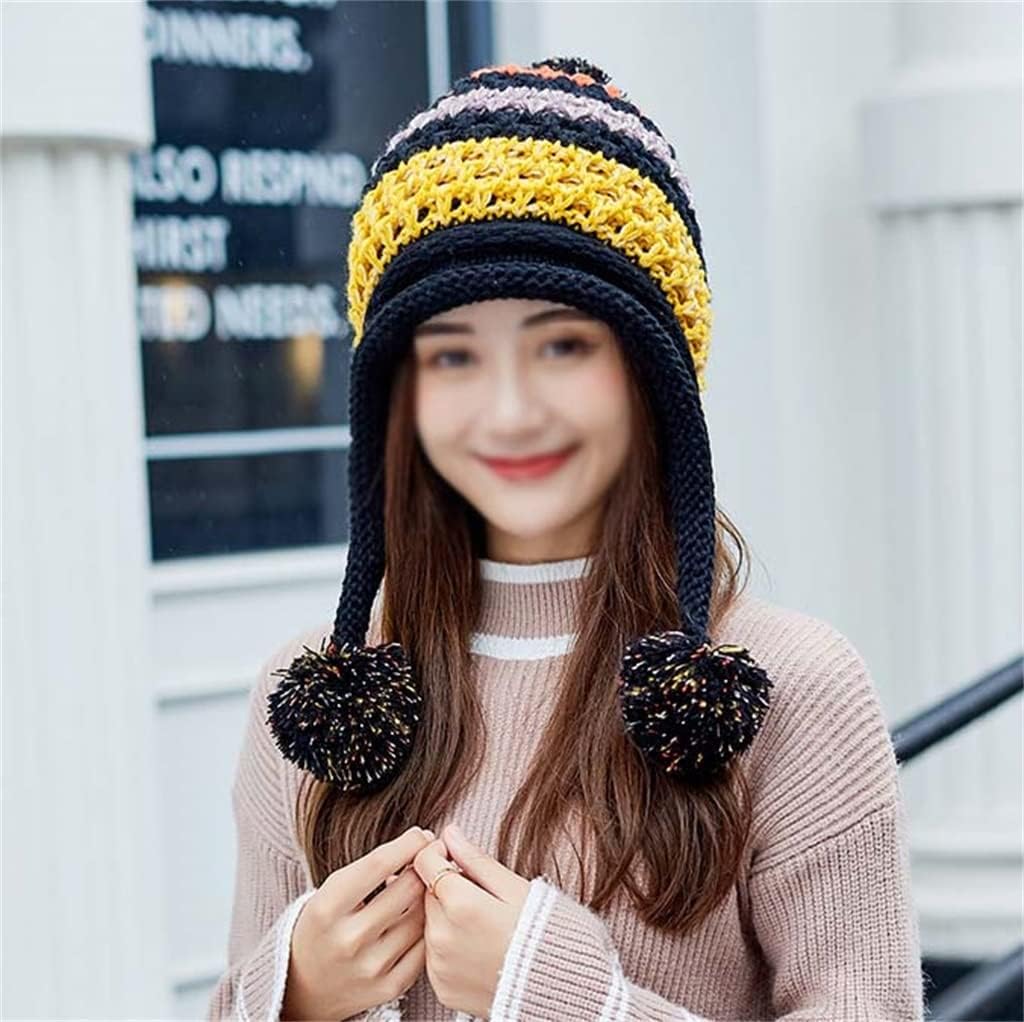 Autumn and Winter Wool Hat Warm Ear Protection Women's Knitted Versatile Color Matching Velvet