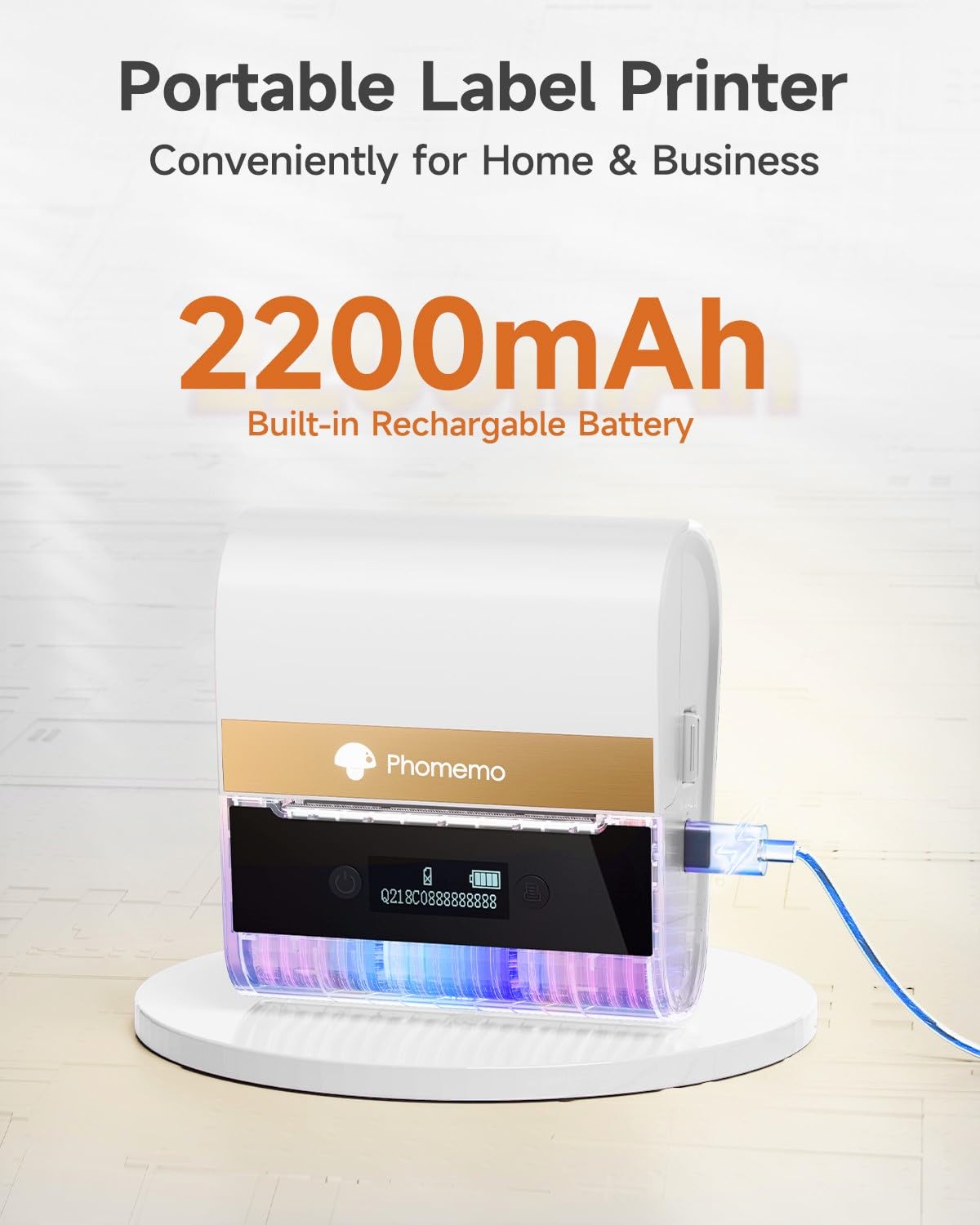 Phomemo M260 drukarka etykiet, samoprzylepna, termiczna drukarka etykiet Bluetooth, urządzenie do etykietowania dla małych firm, sprzedawców detalicznych, biur, logistyki i magazynów, kompatybilna z