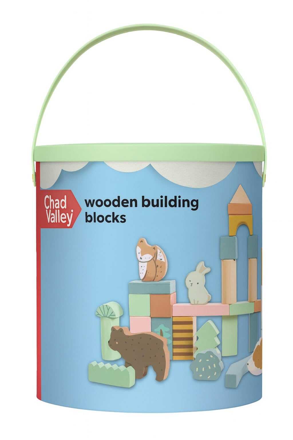 Chad Valley Wooden Building Blocks, Educational Shape Recognition Toy, 12 Months and Up, Multicoloured