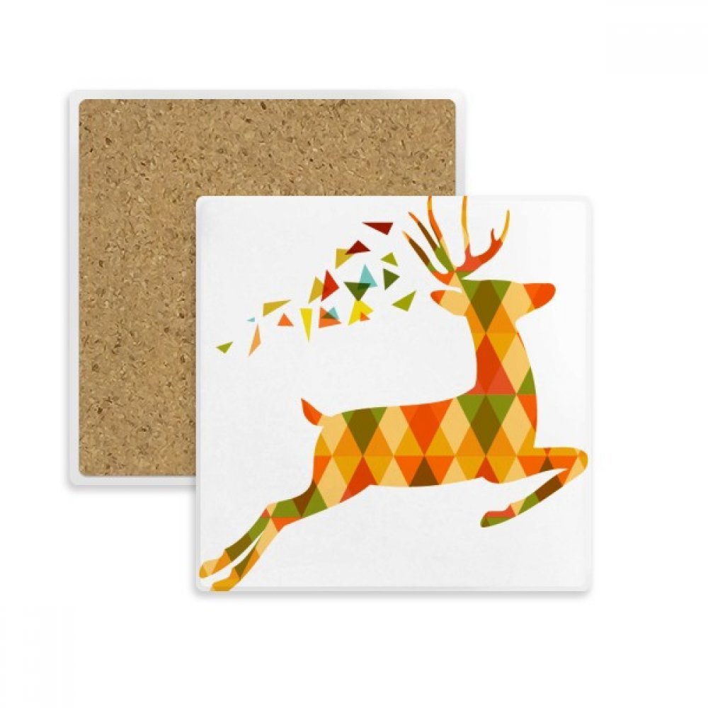 Tasse Coaster Noël en pierre absorbant avec elk lattice coloré pour verres et mugs