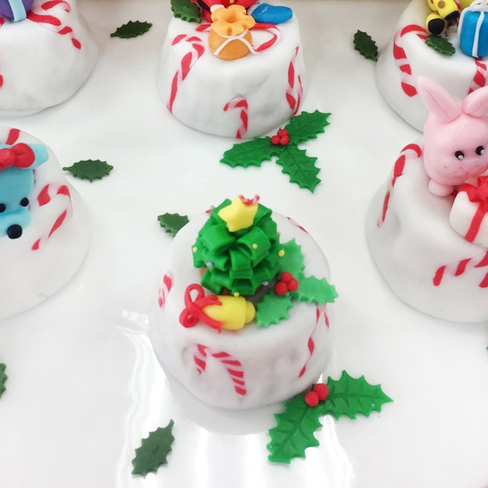 Ausstechformen für Weihnachten, Stechpalmenblätter, für Kuchen, Cupcakes, Zuckerguss, Dekoration, 6 Stück