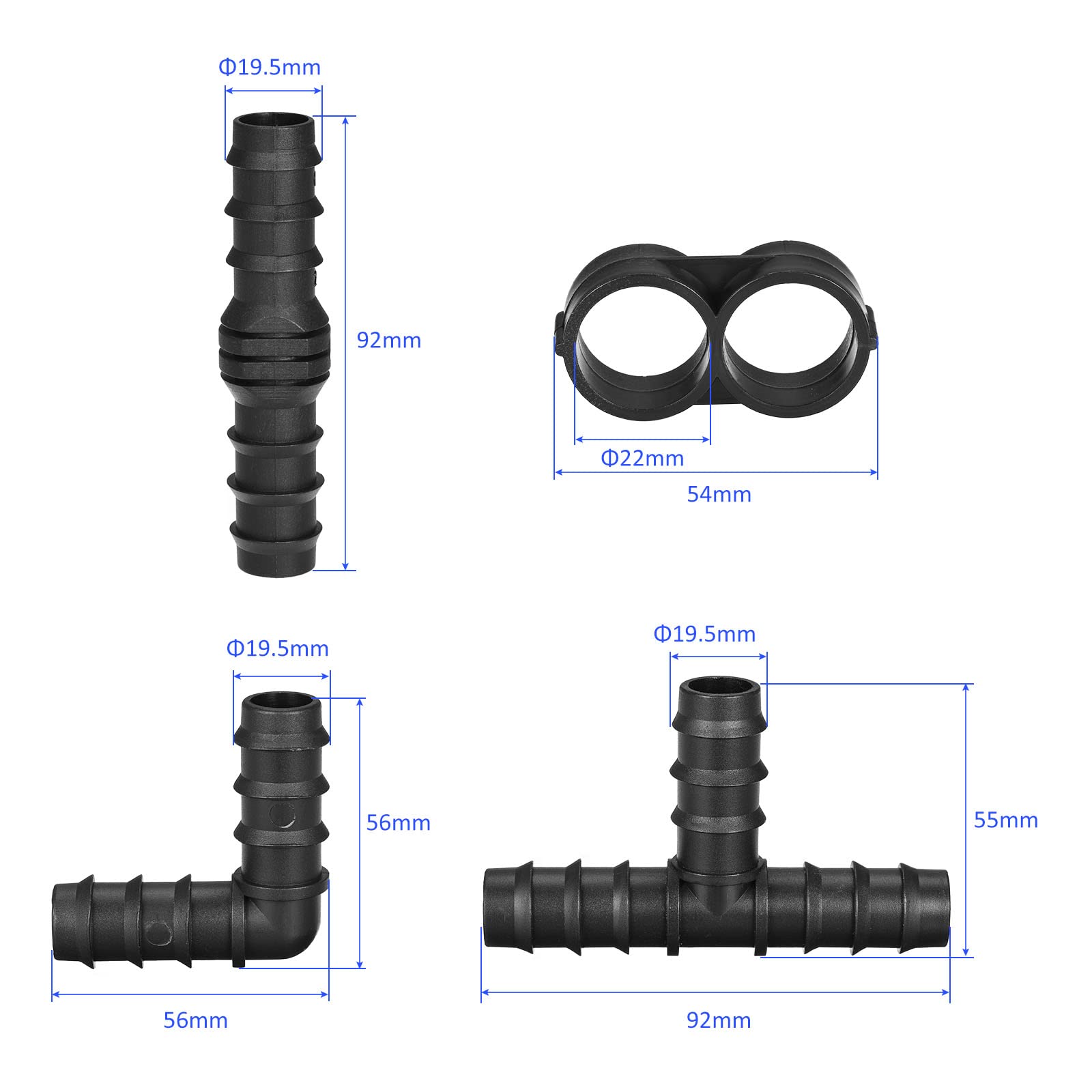 M METERXITY 34 Pack Barb Hose Fittings, 19.5mm Barbed Irrigation Fittings Kits - Image 3
