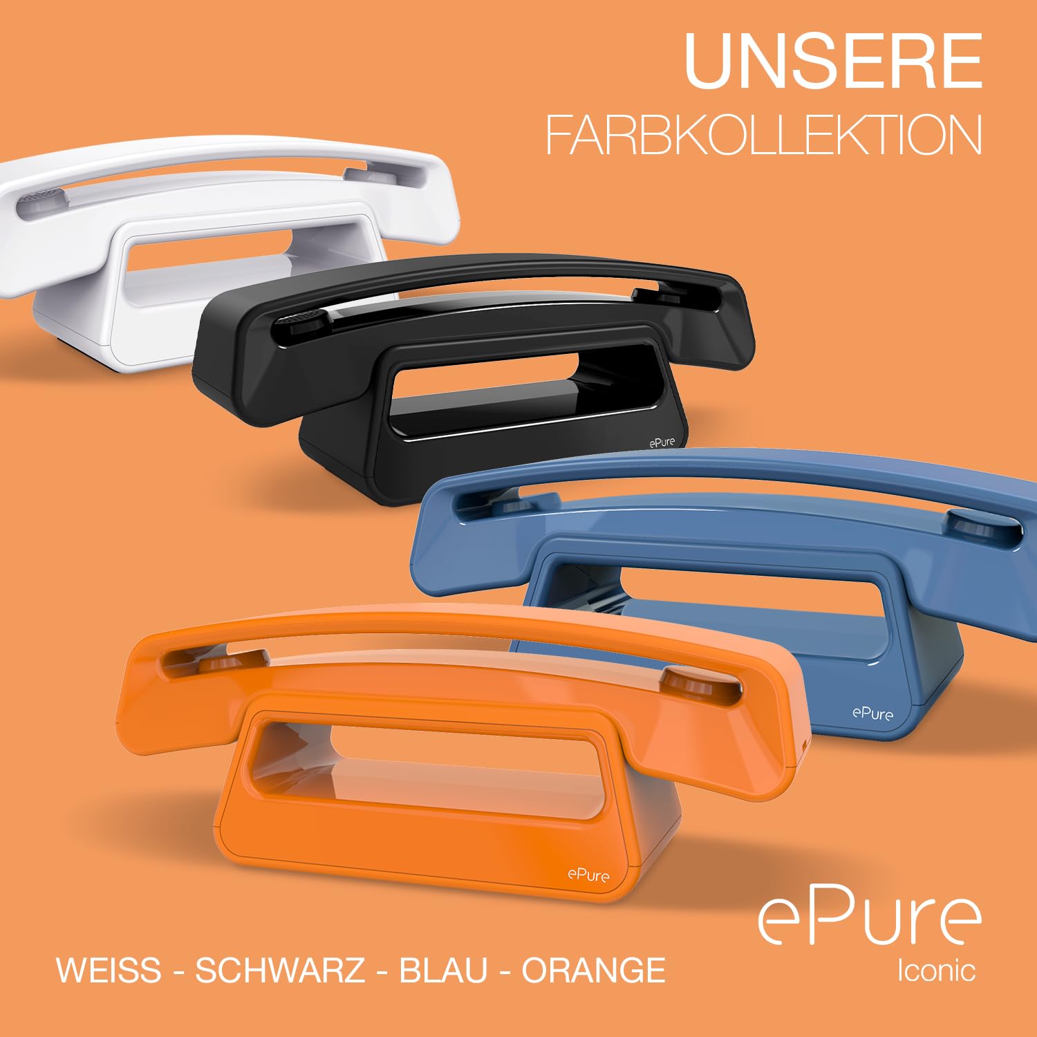 ALCATEL ePure Iconic - Schnurloses Festnetztelefon DECT - Vintage-Design - Großes, hochauflösendes Grafikdisplay - Freisprechfunktion - Anrufblockierungsfunktion - Orange