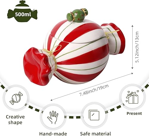 Miniatura 3 de Tarro de caramelo de Navidad con tapa, recipientes de cerámica decorativos de cocina para alimentos, decoración de Navidad, tarros de almacenamiento