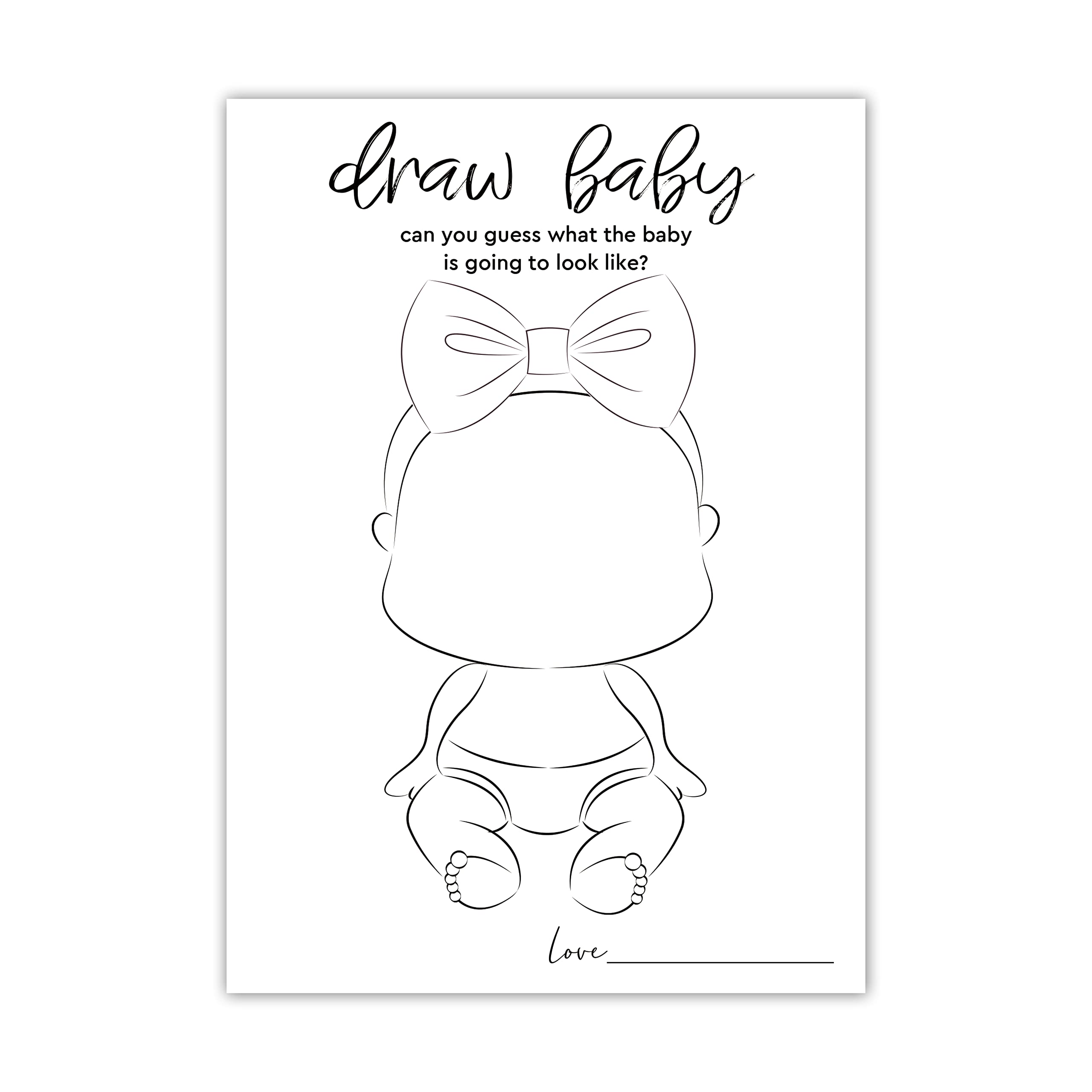 Draw Baby Shower Gry, Boy or Girl Gender Reveal Party Game - Baby Shower Party Zajęcia - Czy możesz zgadnąć, jak będzie wyglądać dziecko? 30 kart/drawbaby-003