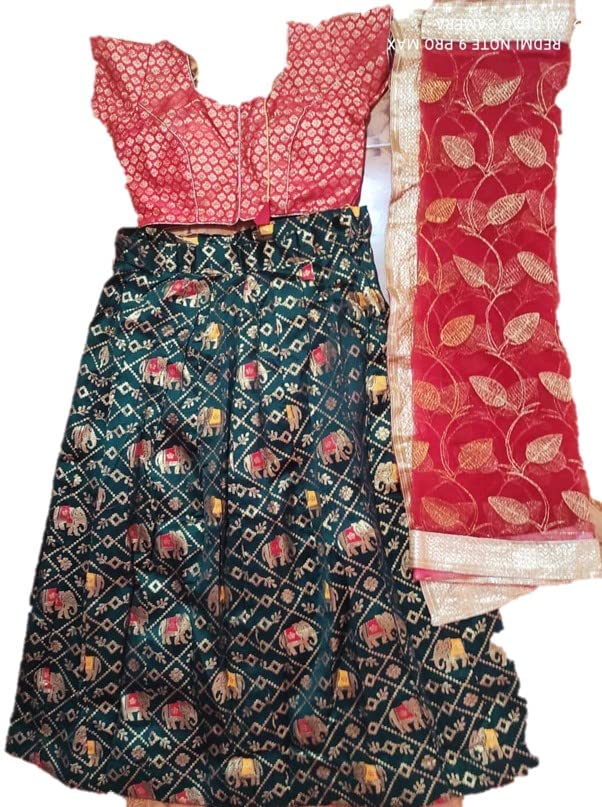 GenericSemi Stitched Embroidered Lehenga Choli and dupatta set