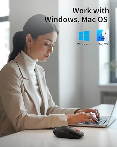 Miniatura 7 de Ratón inalámbrico, mini mouse inalámbrico delgado de 2.4G, agarres ergonómicos, 5 niveles ajustables 4000 DPI, pequeños ratones ópticos portátiles