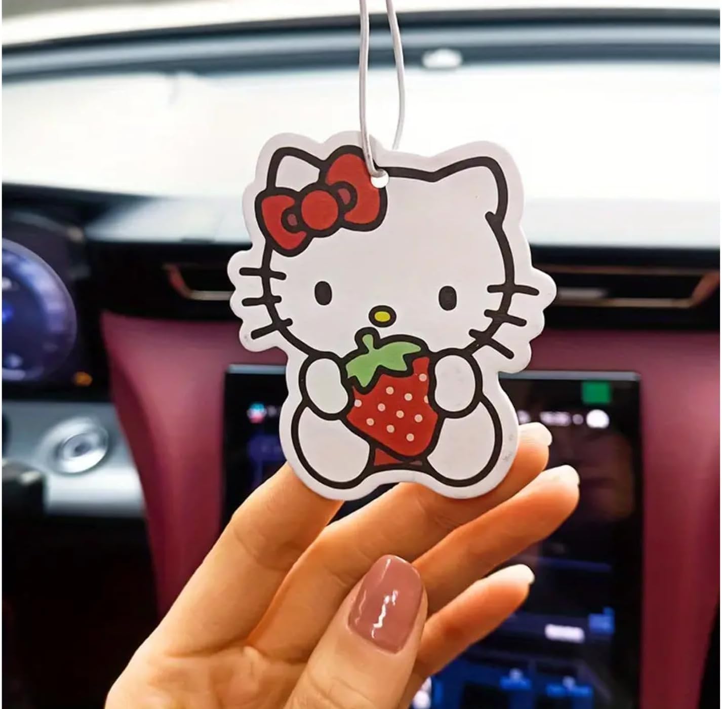 4 Pack Cute Car Air Freshener - Hanging Fresheners for Car Interior & Room Decorations, Funny Decor (Strawberry)