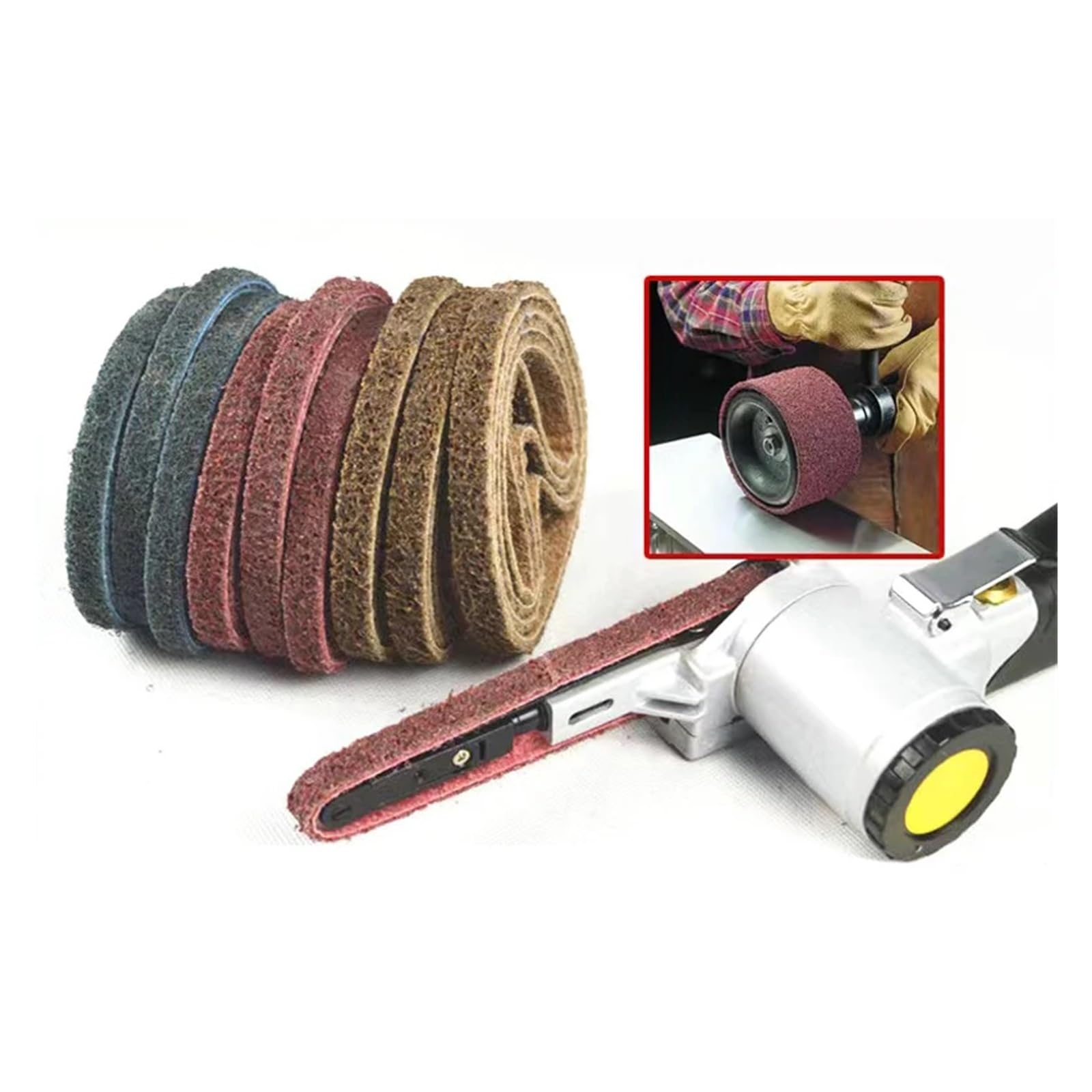 Lot de 12 bandes abrasives en nylon non tissé, 330/457/520 mm, de grosses à fines, for l'ébavurage et le décapage de l'acier inoxydable(Blue P400,330x10mm)